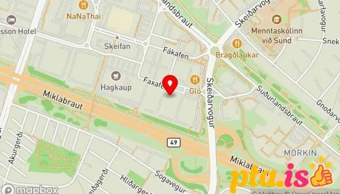 kort yfir Taflfélag Reykjavíkur  í Reykjavík