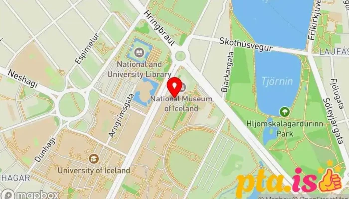 kort yfir Þjóðminjasafnið Þjóðminjasafn, Listasafn, Minjasafn, Sögusafn, Safn, Verslun, Ferðamannastaður í Reykjavík