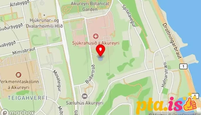 kort yfir Þyrlulendingarsvæði sjúkrahússins Þyrluflugvöllur í Akureyri
