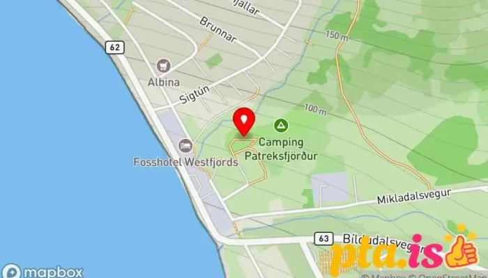 Tjaldsvaedi A Patreksfirdi Kort - Patreksfjörður