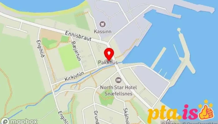 kort yfir Upplýsingamiðstöð ferðamanna Snæfellsbæ Upplýsingamiðstöð ferðamanna í Ólafsvík