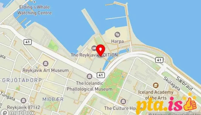 kort yfir Utanríkisráðuneytið Opinber skrifstofa í Reykjavík