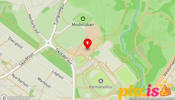 kort yfir Varmárskóli Grunnskóli í Mosfellsbær
