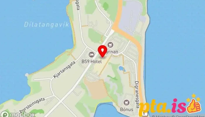 kort yfir Vínbúðin Ríkisrekin áfengisverslun í Borgarnes
